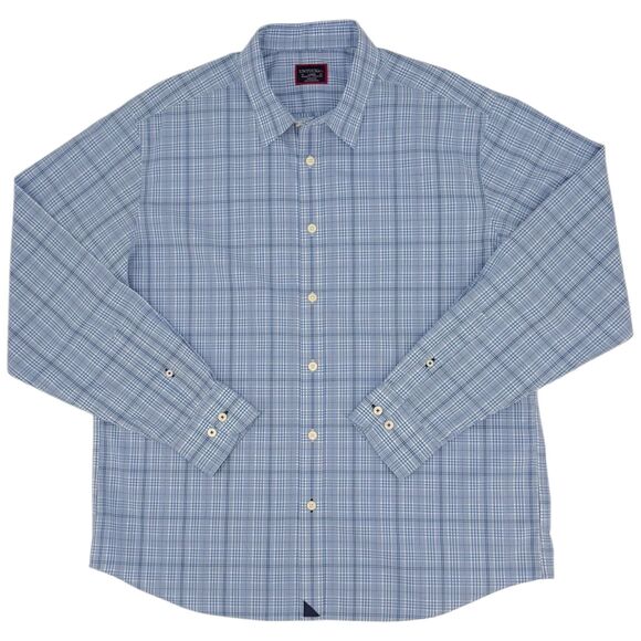 UNTUCKit Men's Durbanville Wrinkle Free Relaxed Fit Plaid Shirt Blue Large - Picture 2 of 12